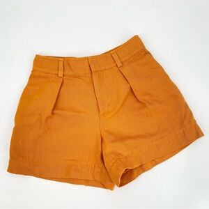 Vince Cotton Linen Twill Orange Women's Shorts Size 8